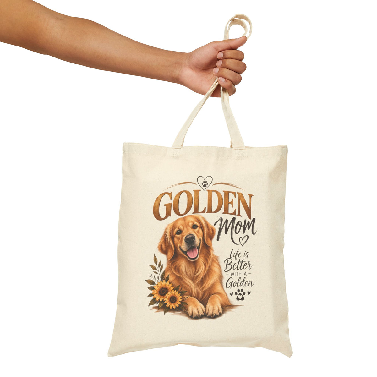 Golden Mom Golden Retriever Tote Bag | Dog Mom Canvas Tote | Pet Lover Gift.