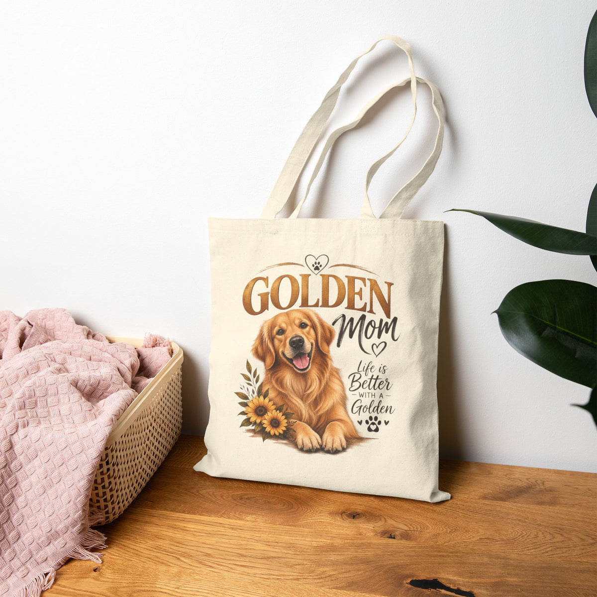 Golden Mom Golden Retriever Tote Bag | Dog Mom Canvas Tote | Pet Lover Gift.