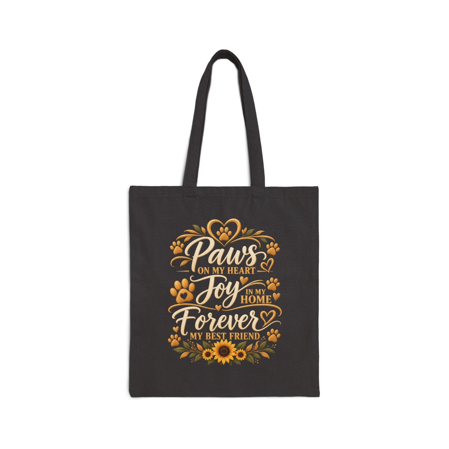 Golden Retriever Mom Tote Bag – Golden Mom Black Canvas Tote with Gold Sunflower Design | Dog.
