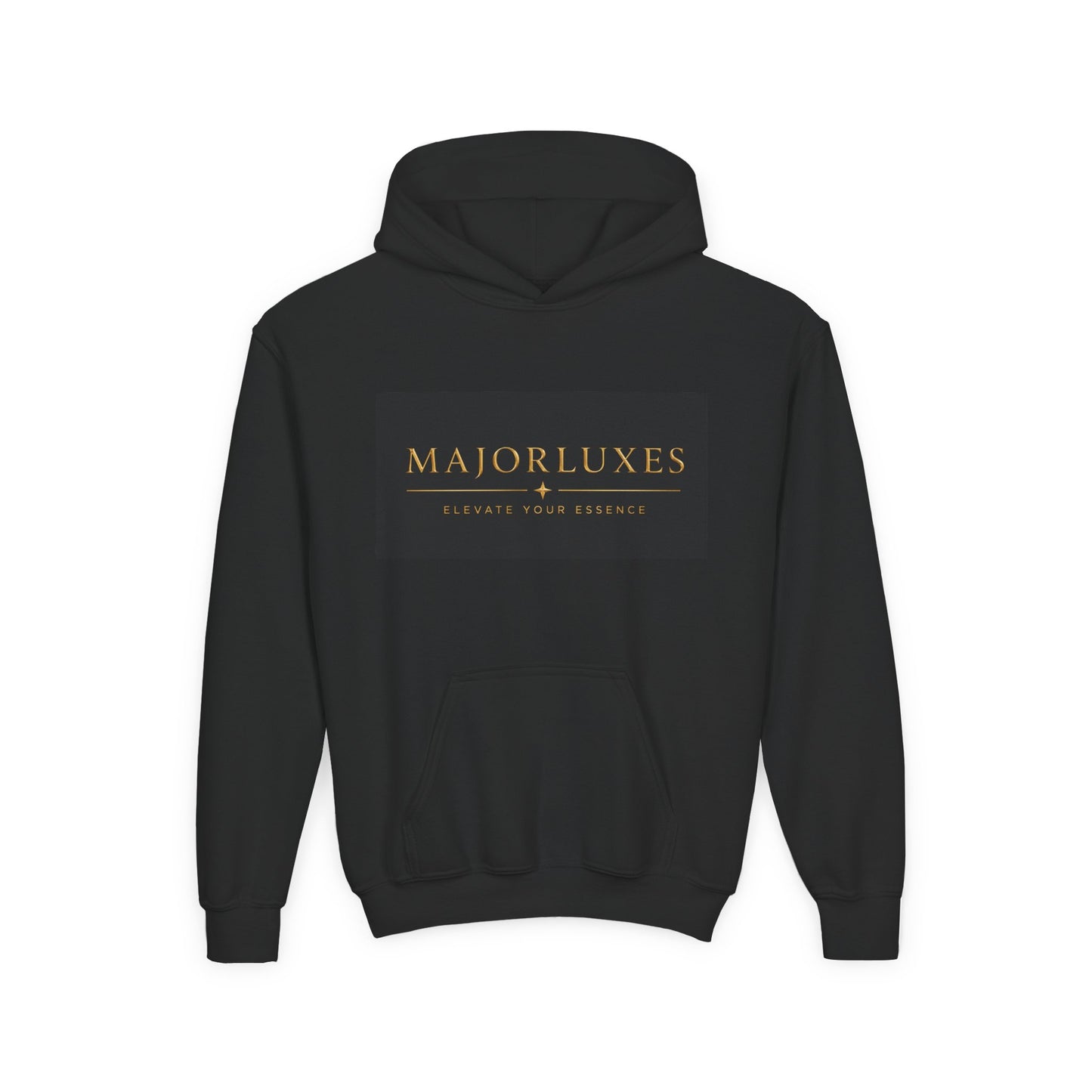 Youth Hoodie – "Major Luxes" Black Pullover with Gold Logo