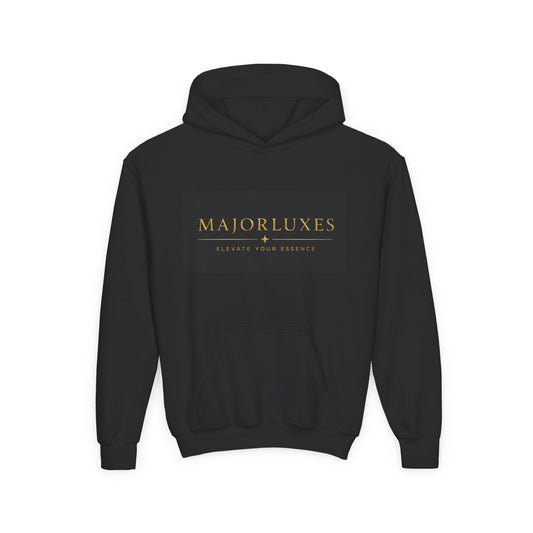 Youth Hoodie – "Major Luxes" Black Pullover with Gold Logo